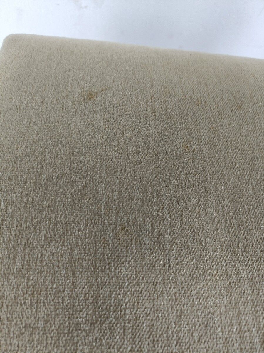 Footstool Ottoman Wooden Legs Green Fabric  Hobnails Mid Century Modern Vintage photo 142.0