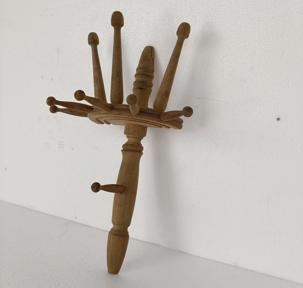Antique Wooden Hat Rack Towel Coat Rack Very Rare Kitchen Hallway Entryway Sand photo furniture