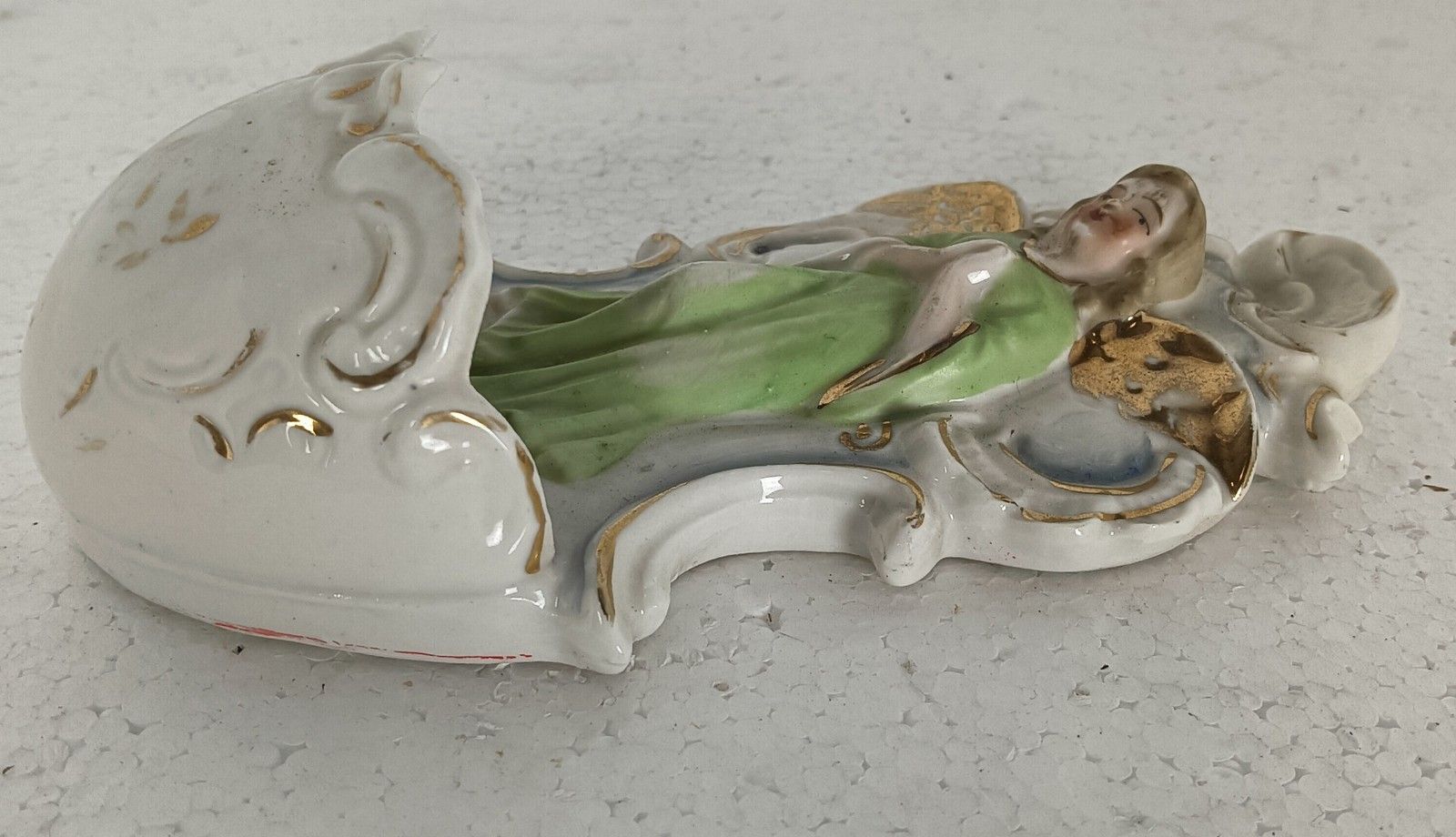 Holy Water Font Vessel Porcelain Antique Neo Gothic Angel Green  Wall Hanging Lo photo buy