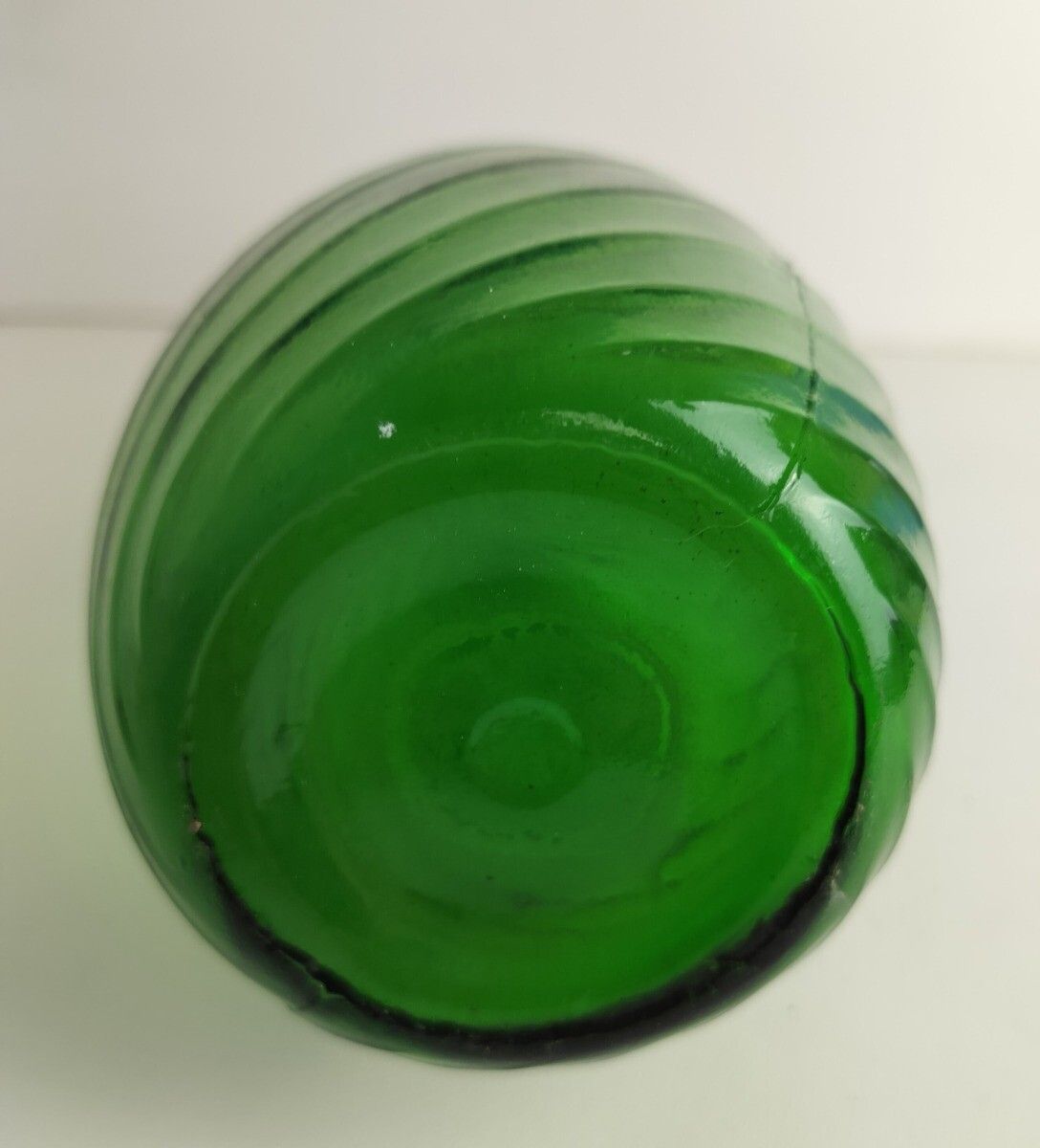 Vintage Retro Art Glass Genie Bottle Vase Green Italy Italian Retro Pop Art Deco photo 113.0