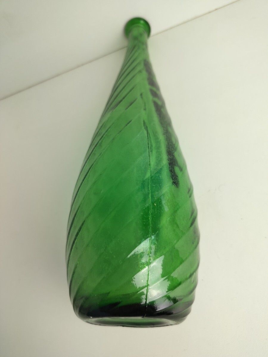 Vintage Retro Art Glass Genie Bottle Vase Green Italy Italian Retro Pop Art Deco photo buy