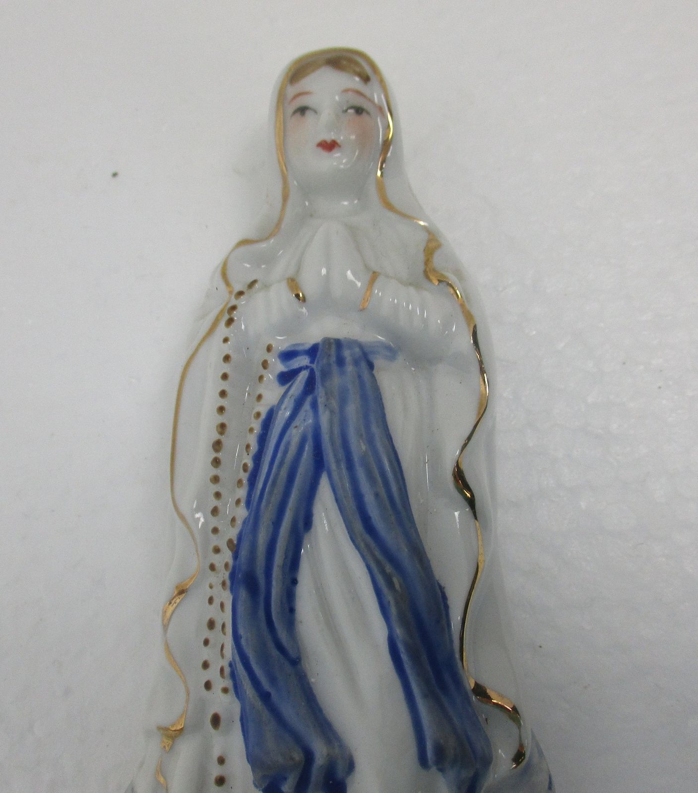 Antique French Holy Water Font Vessel Bisque Porcelain Virgin Mary Madonna 1905 photo for sale