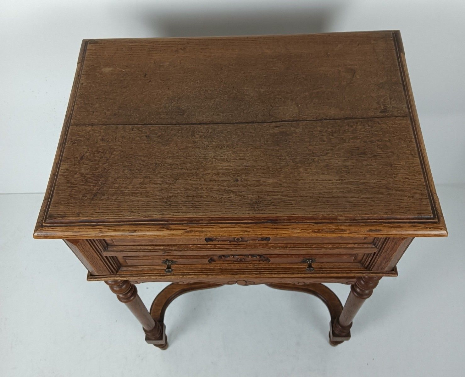 708.0 Antique  Sewing Quilting Box Table Cabinet  Extremely Rare Wow Carved Wood photo