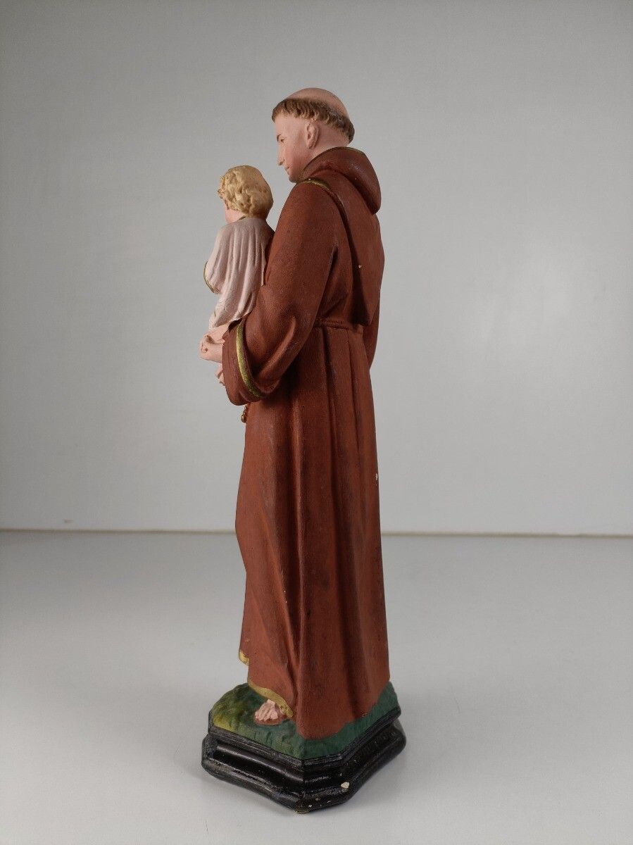 St Anthony Padua Of Lisbon Infant Child Plaster Statue Franciscan Neo Gothic Ant photo vinterior