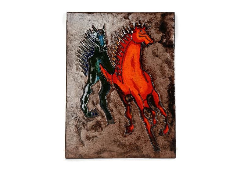 Ruscha Horses  Red Blue Fat Lava Germany Space Age Pop Art Psychedelic Wall Tile