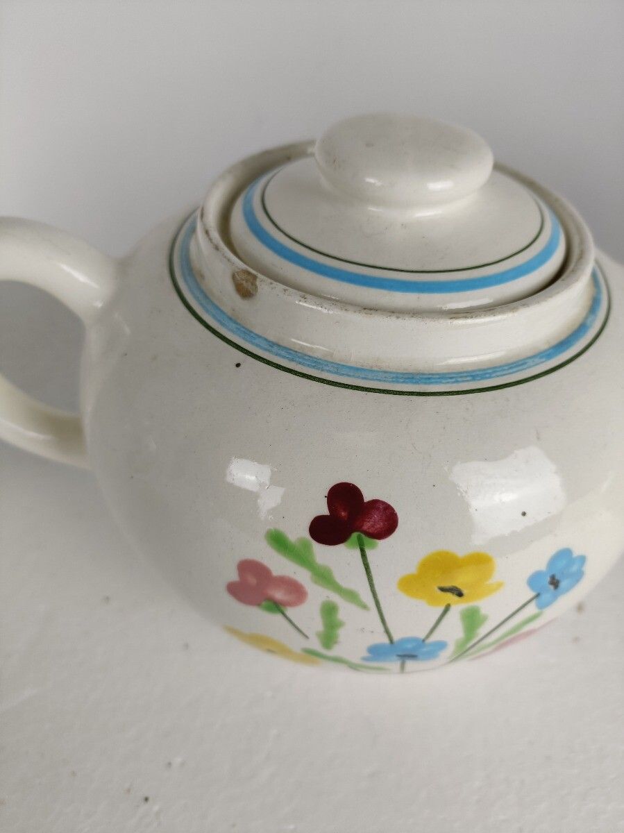 Set Of 4 Ceramic Tea Coffee Pot Sugar Bowl Milk Jar France Salins Feu D'artifice photo 97.0
