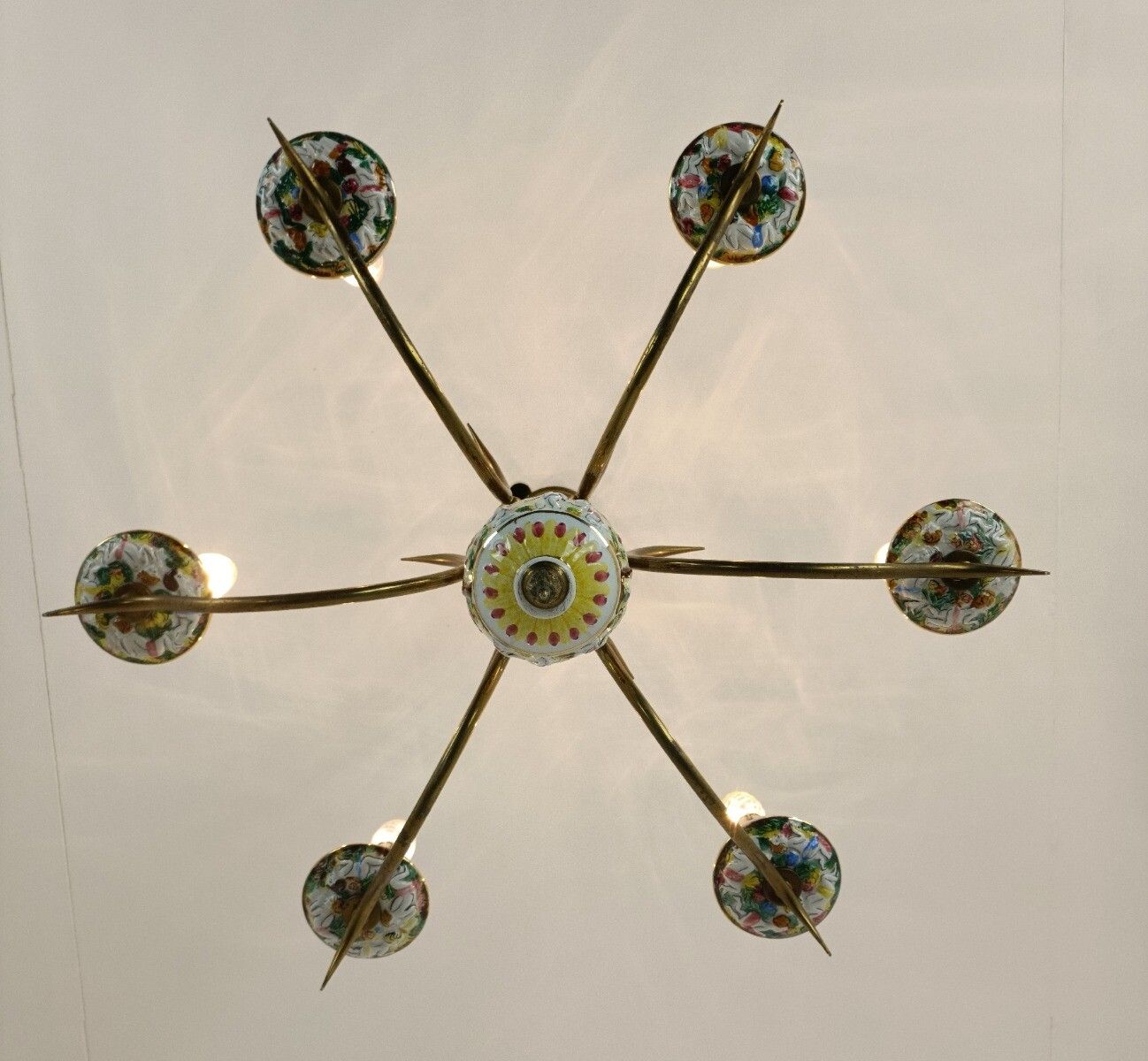 Vintage Chandelier Fixture Light Porcelain Capodimonte Style 6 Lights 6 Arm photo buy