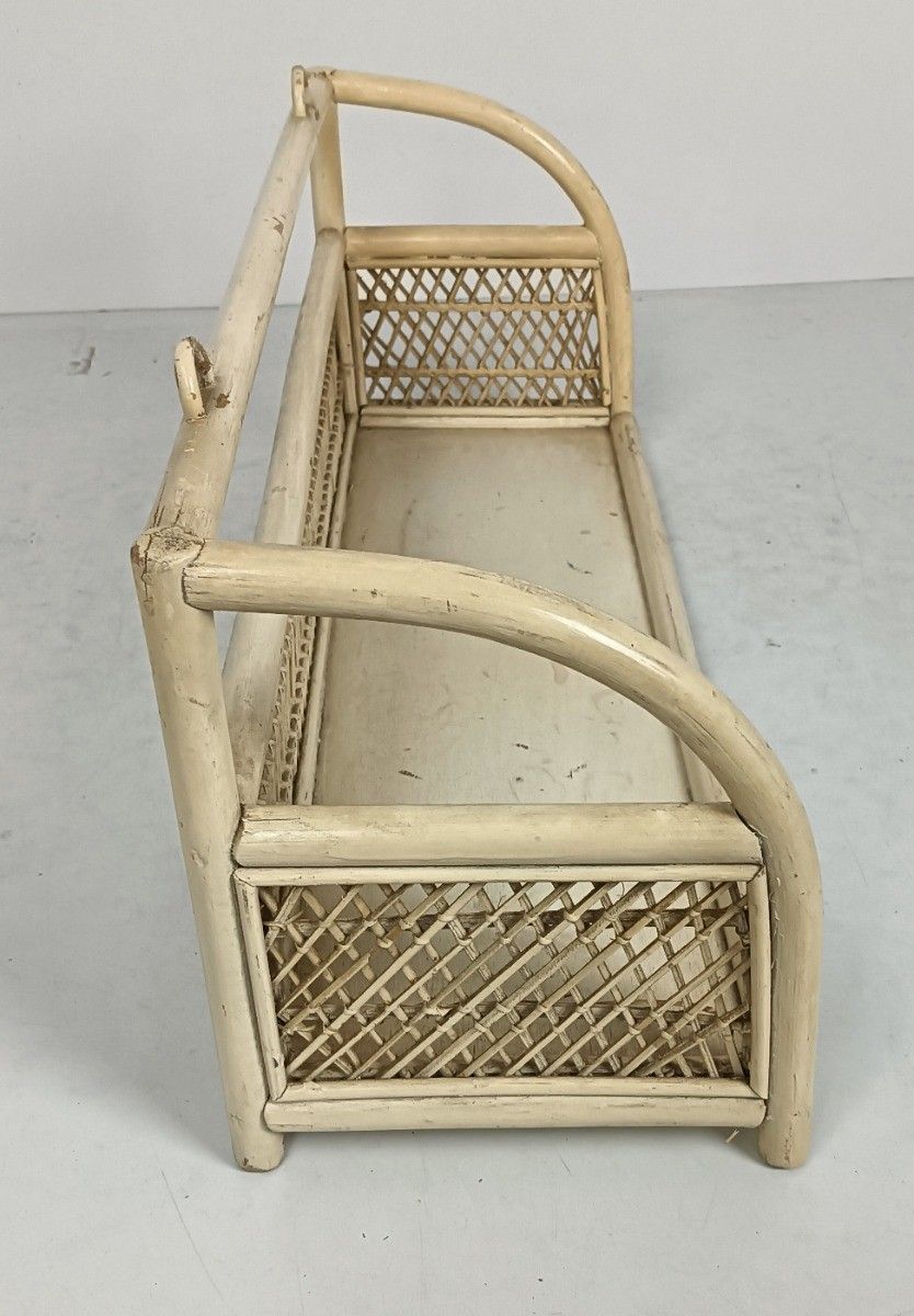 Vintage Hanging Standing Rack Rapandi Style Rattan Painted White French photo buy