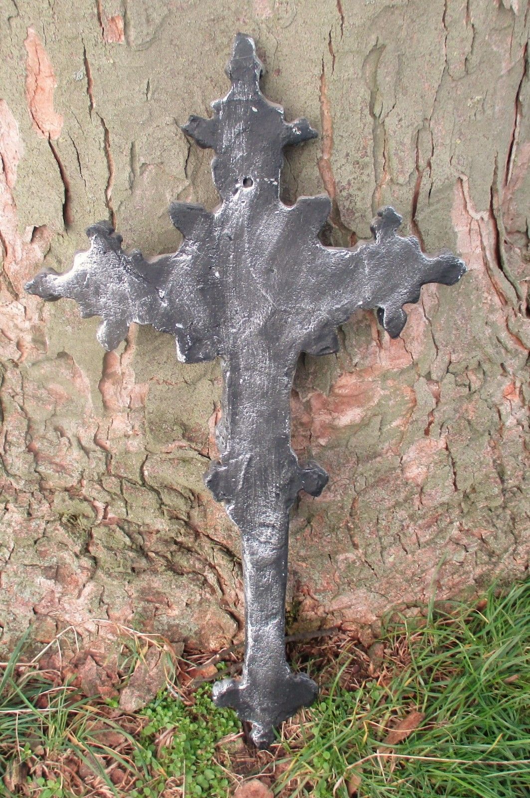 Large Completely Plaster Hanging Crucifix Cross Jesus Christ  Silver  21.46" photo buy