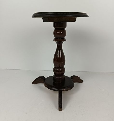 Lackered Wooden Pedestal Vintage Carved Wood Side Table Plant Stand Barn Style photo furniture