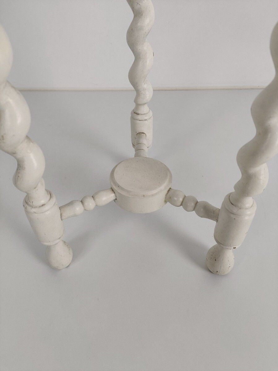 Barley Twist Wooden Two Tier Side Table Pedestal Plant Bonsai Stand Painted Whit photo for sale