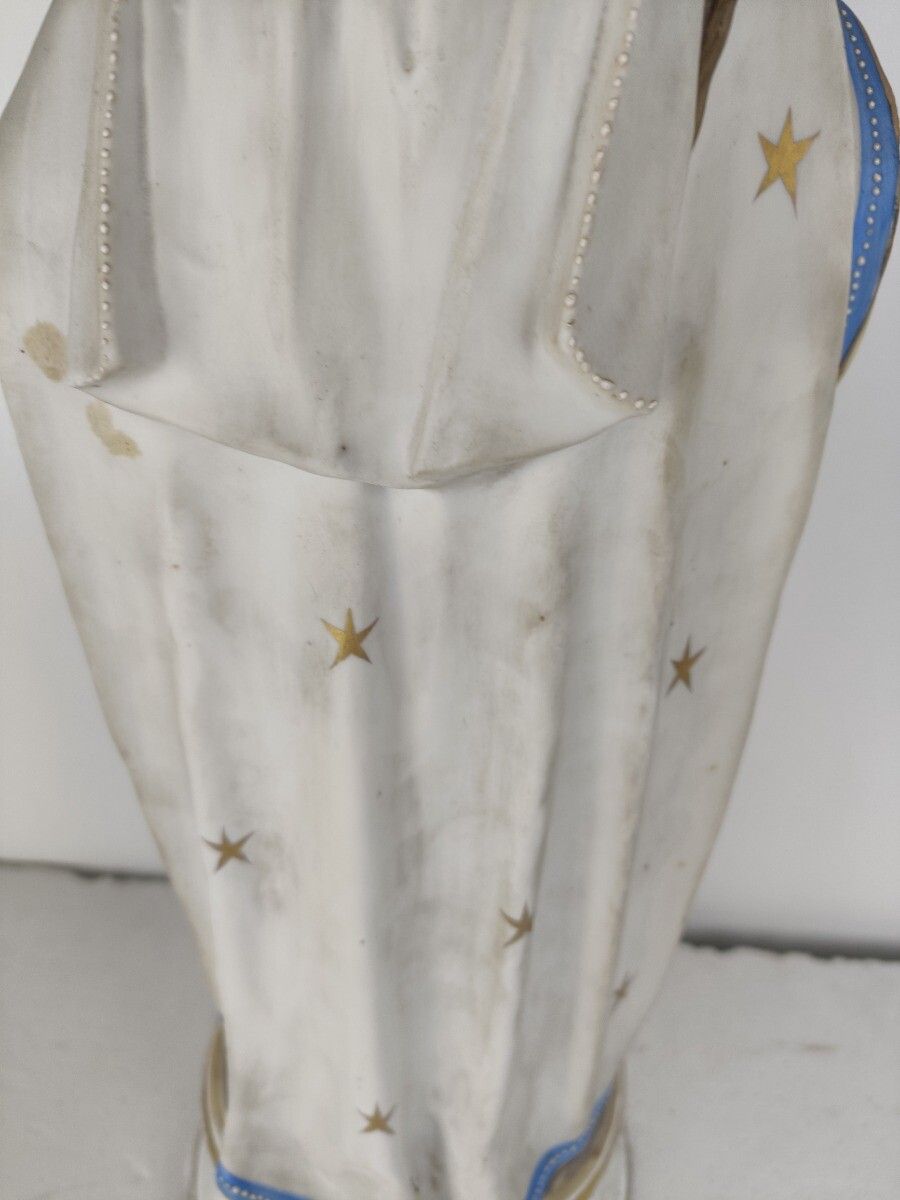 L French Antique Bisque Statue Virgin Mary Lady Madonna Infant Polychrome Antiqu photo 445.0