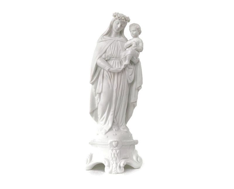 French Antique 1900 Bisque Statue Virgin Mary Our Lady Infant Jesus Exquisite  F
