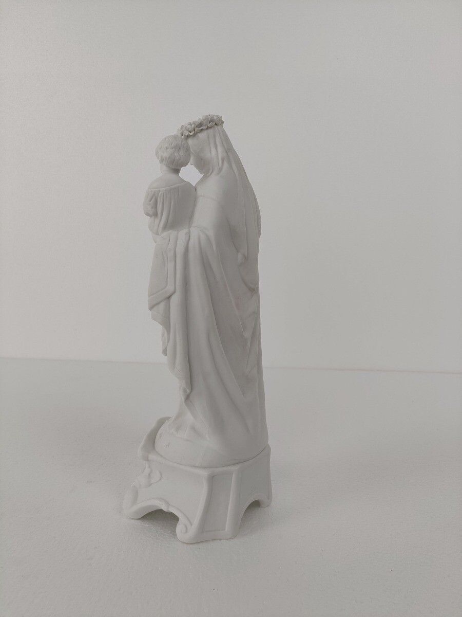 French Antique 1900 Bisque Statue Virgin Mary Our Lady Infant Jesus Exquisite  F photo vinterior
