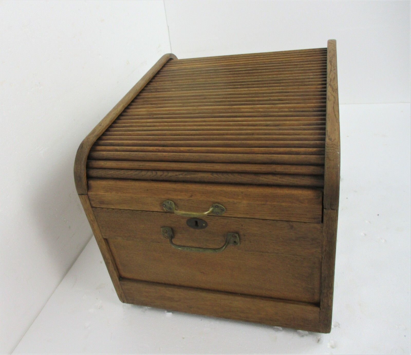 Mid Century Modern Filing Cabinet Tambour Sliding Door Wheels Extremely Rare Wow photo 590.0