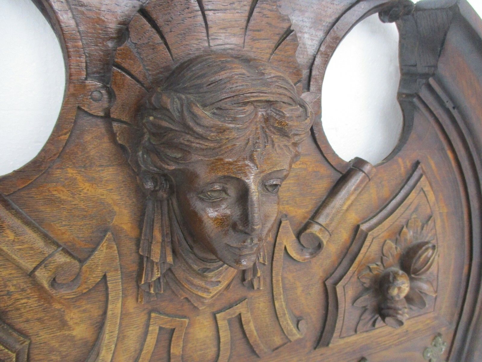Hand Carved Wood Wall Shelf Coat Kitchen Rack Carved Head Putti Angel Stunning photo furniture
