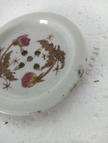 Special Chinese Incense  Burner Holder Porcelain Dish Marked photo vinterior