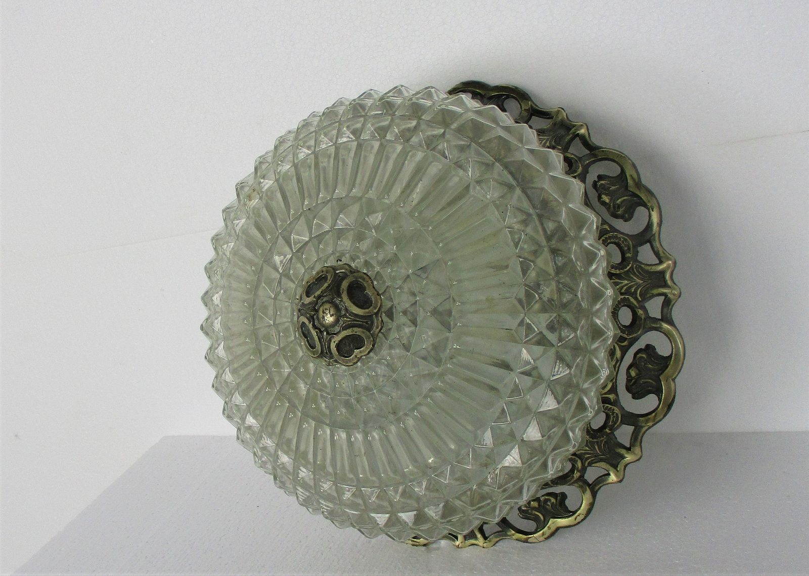 Gorgeous Xl French Ceiling Lamp Fixture Plafonnière Ornate Bubbled Glass Silver photo Lighting