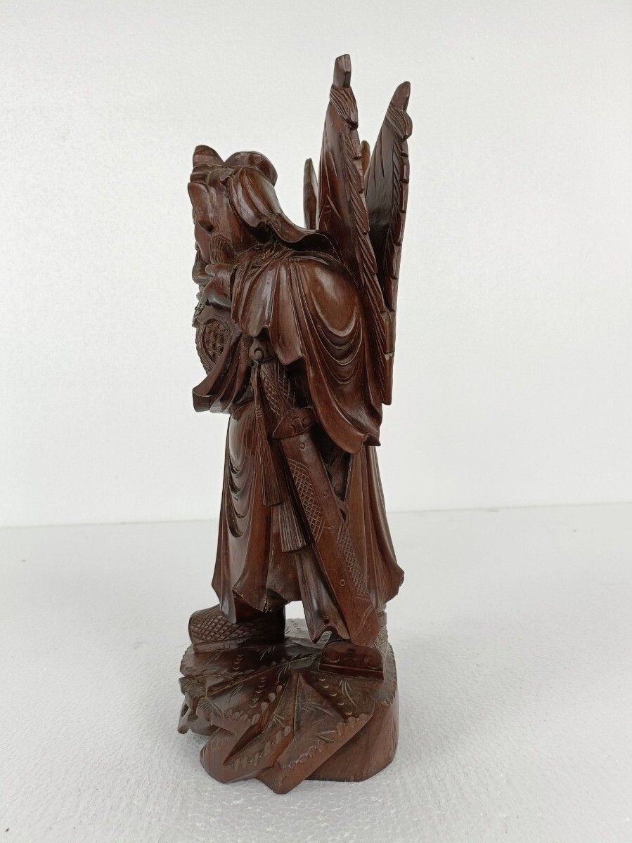 Chinese Rosewood Hand Carved Wooden Figurine Sculpture Winged Warrior photo 162.0