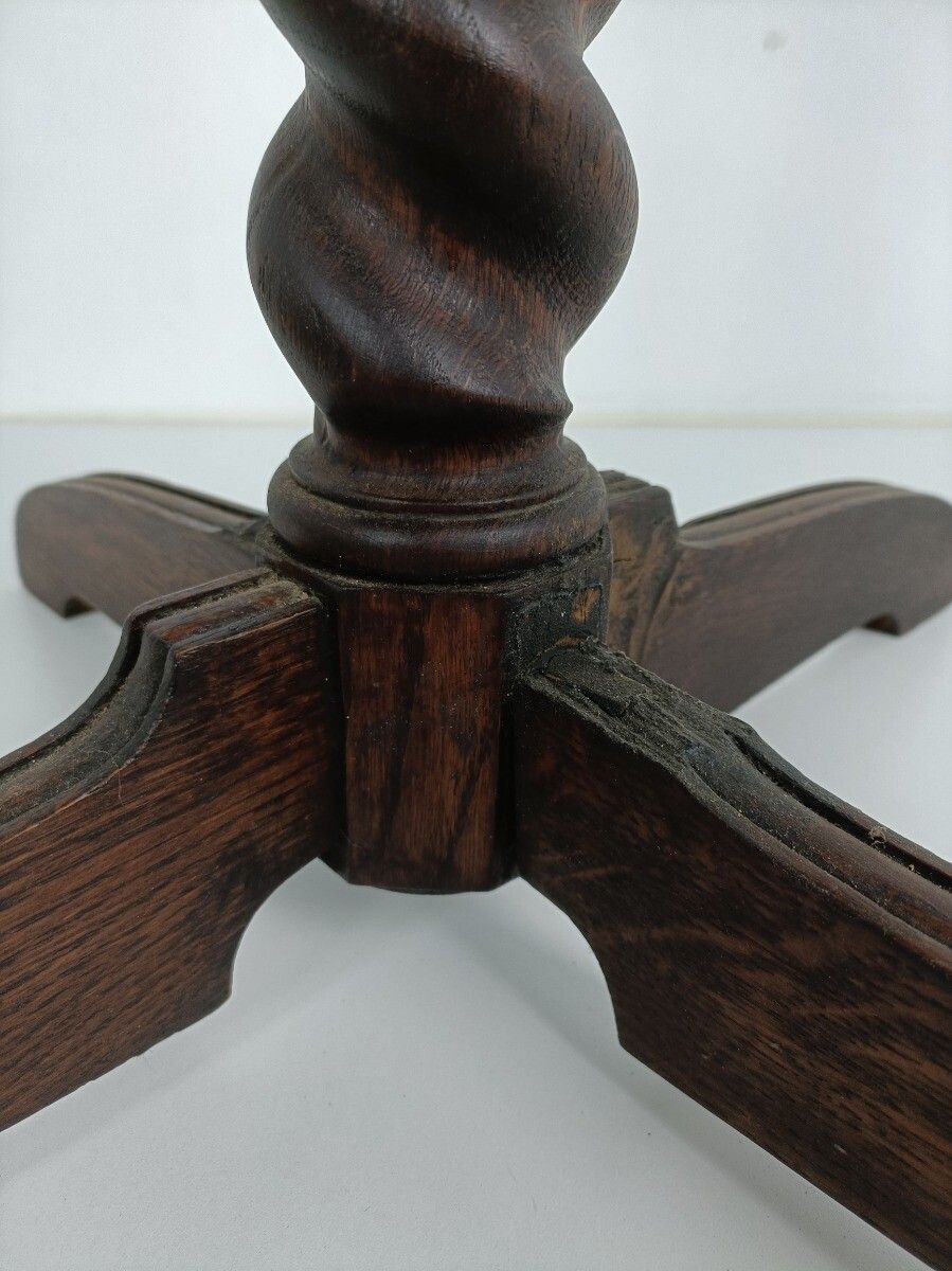 Round Barley Twist Hand Carved Wooden Side Table Pedestal, Plant Stand Barn Styl photo Furniture