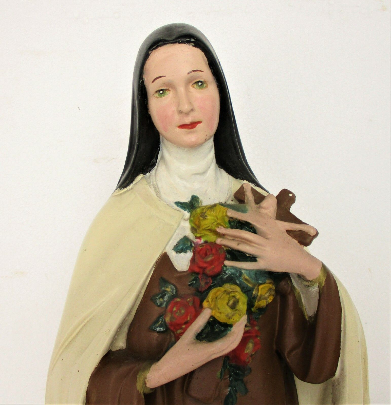 Statue Plaster St Therese Lisieux Little Flower Of Jesus Chapel Church 24.80" photo for sale