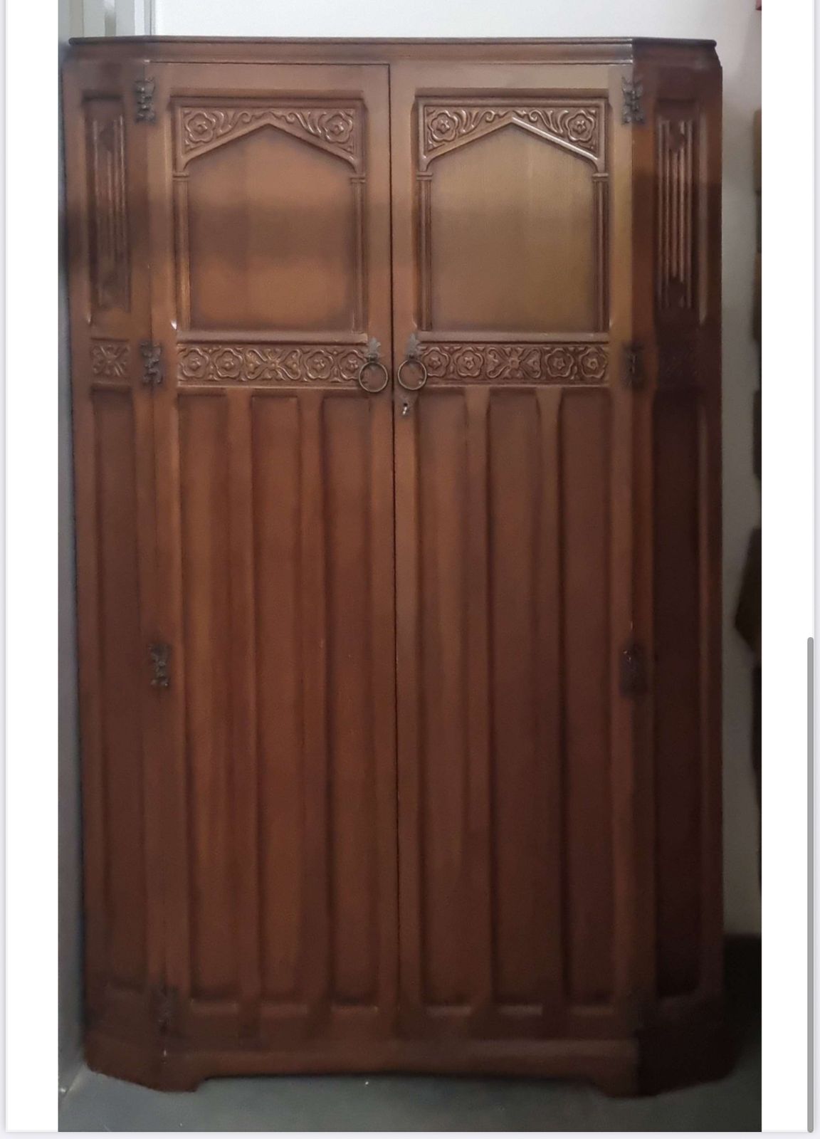 Oak Carved Double Wardrobe photo for sale