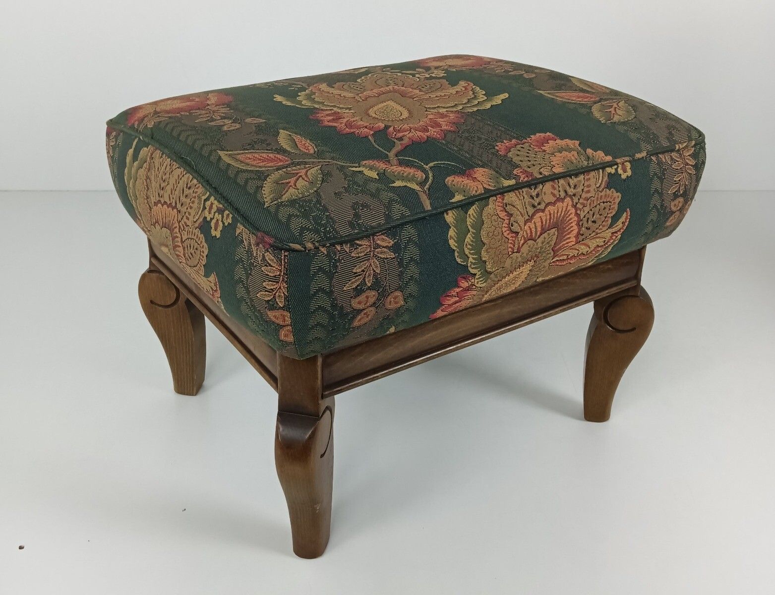 Special Adjustable Foot Stool Rest Ottoman Wood Tapistry  Fabric Funky Rare photo furniture