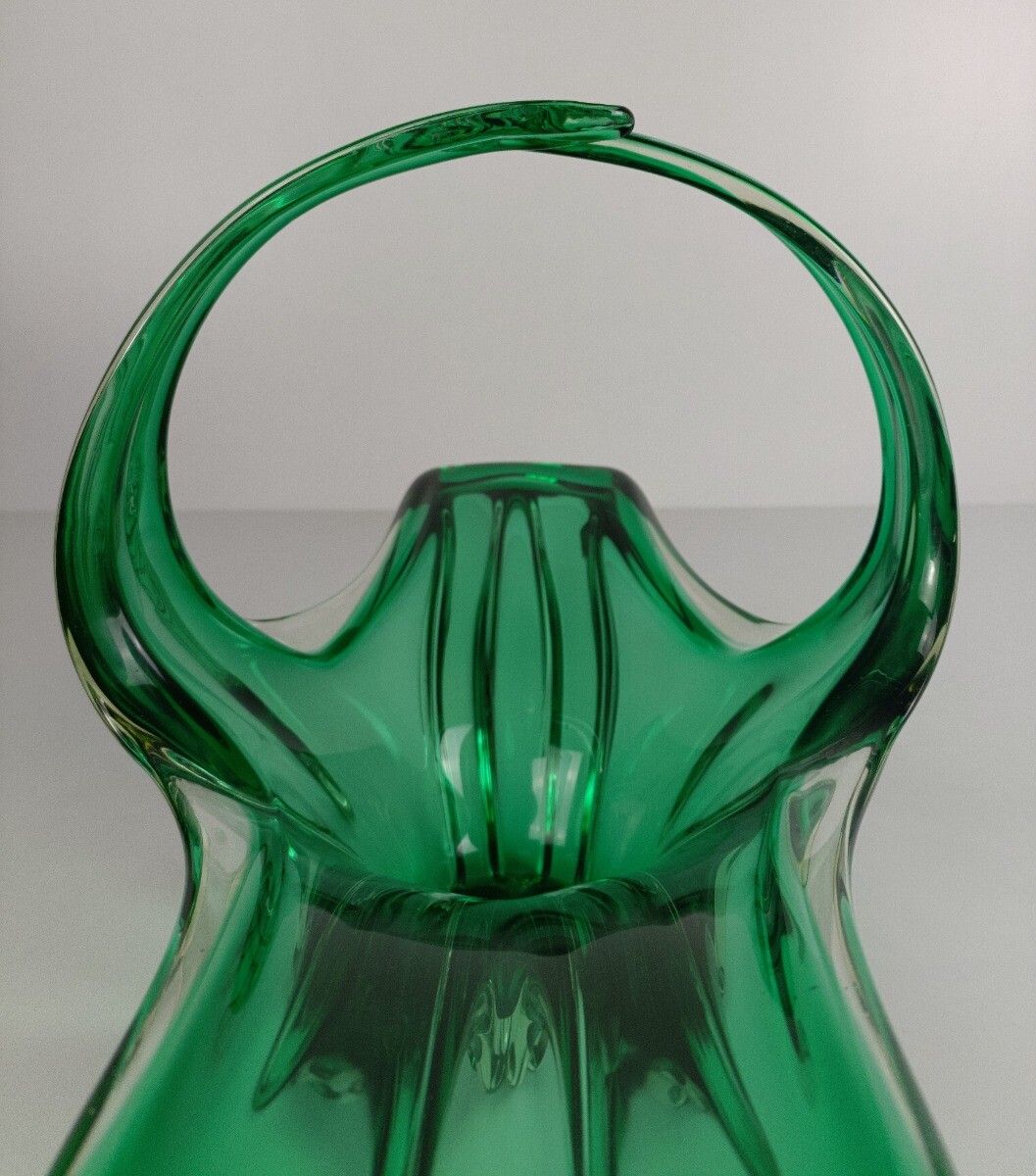 photo furniture Italian Green  Bowl Dish Centerpiece Murano Seguso Art Glass Modernist Vintage