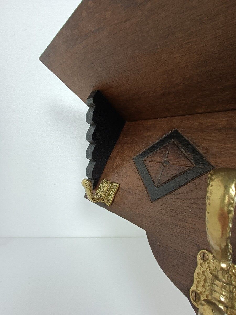 Coat Rack Art Deco With Mirror Hand Carved Wood Antique Gorgeous Inlay photo Furniture