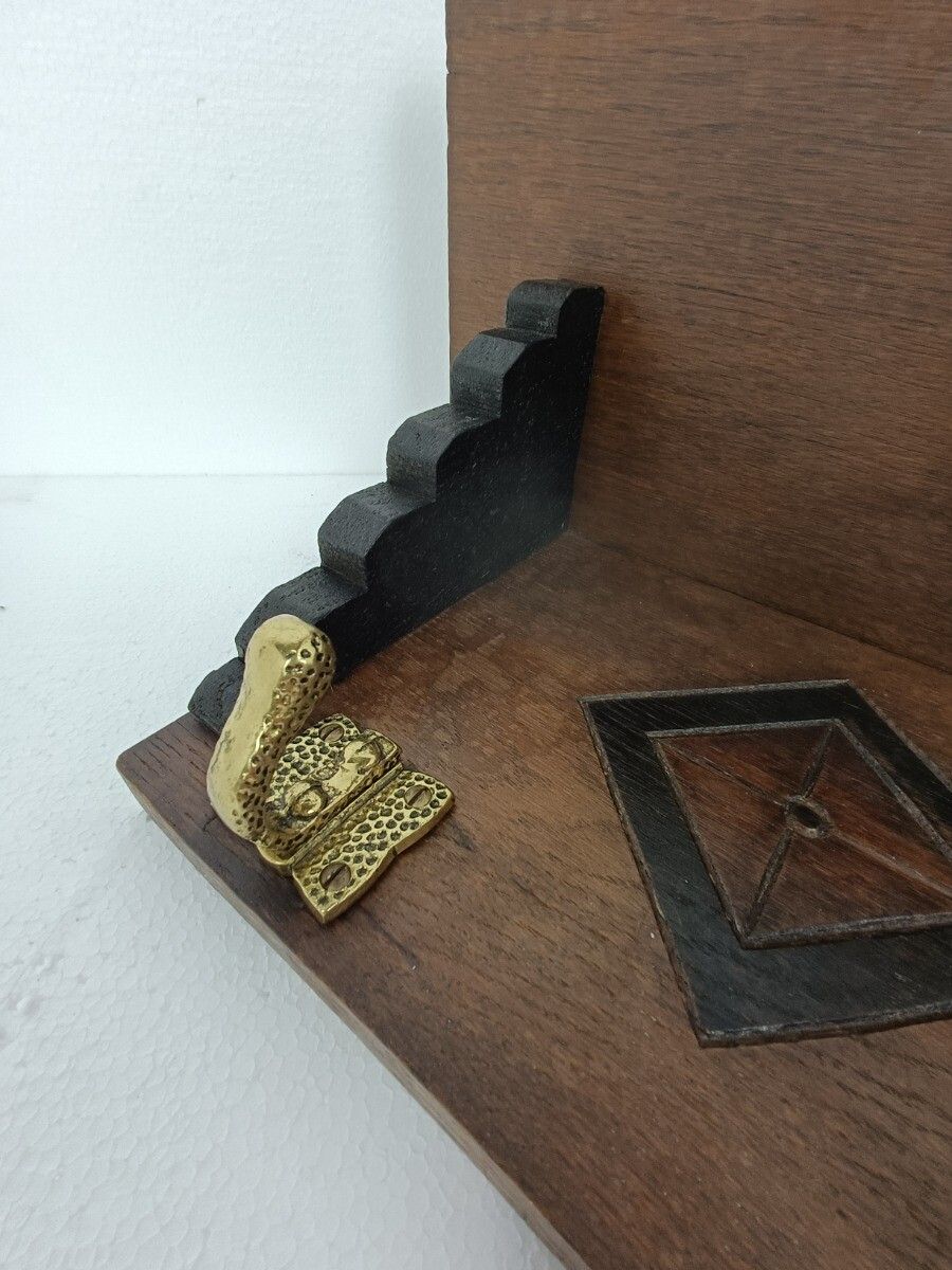 Coat Rack Art Deco With Mirror Hand Carved Wood Antique Gorgeous Inlay photo vinterior