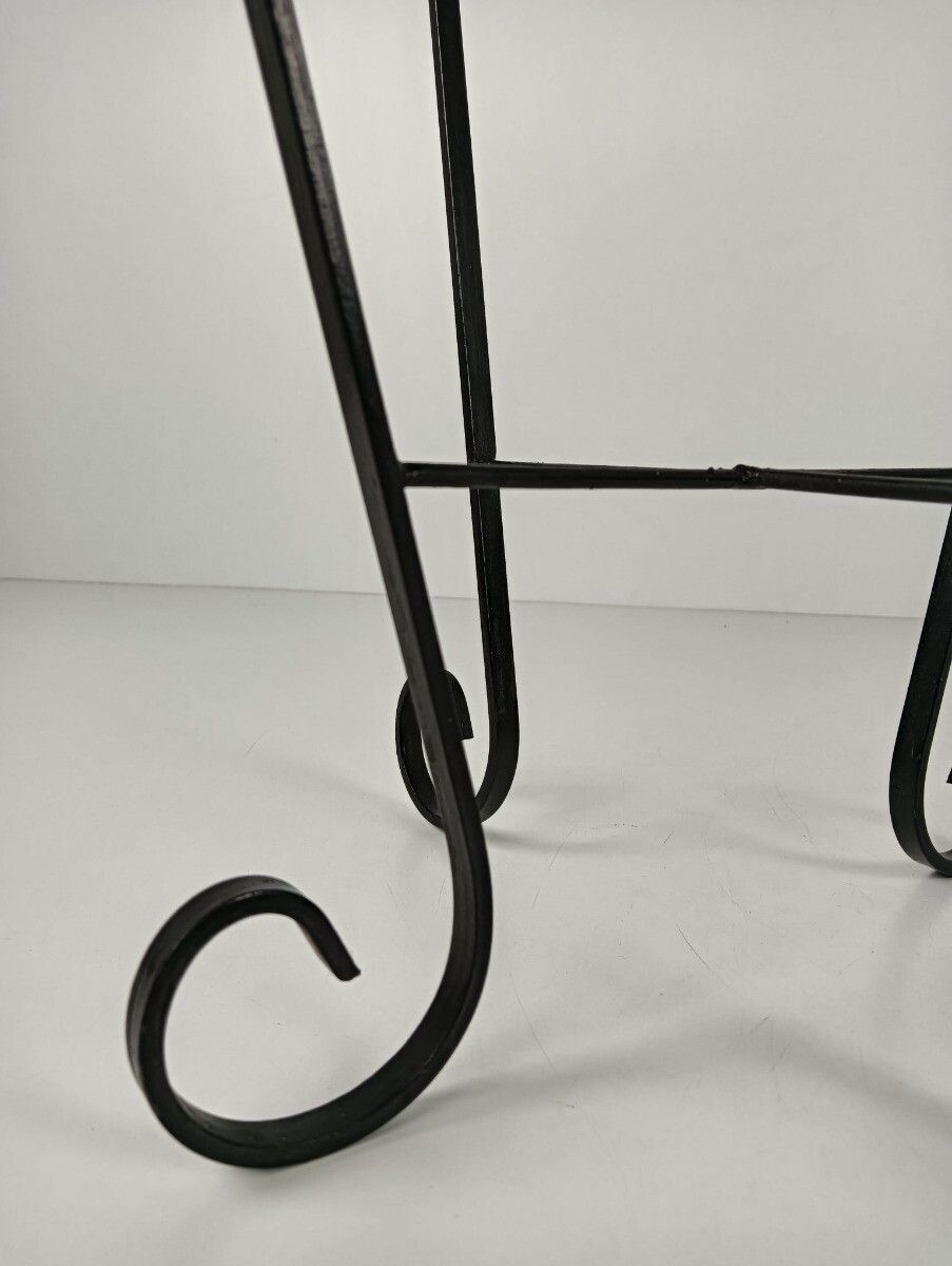 Vintage Wrought Iron Ceramic Tiles Top Small Side Occasional Wine Table Retro Fu photo furniture