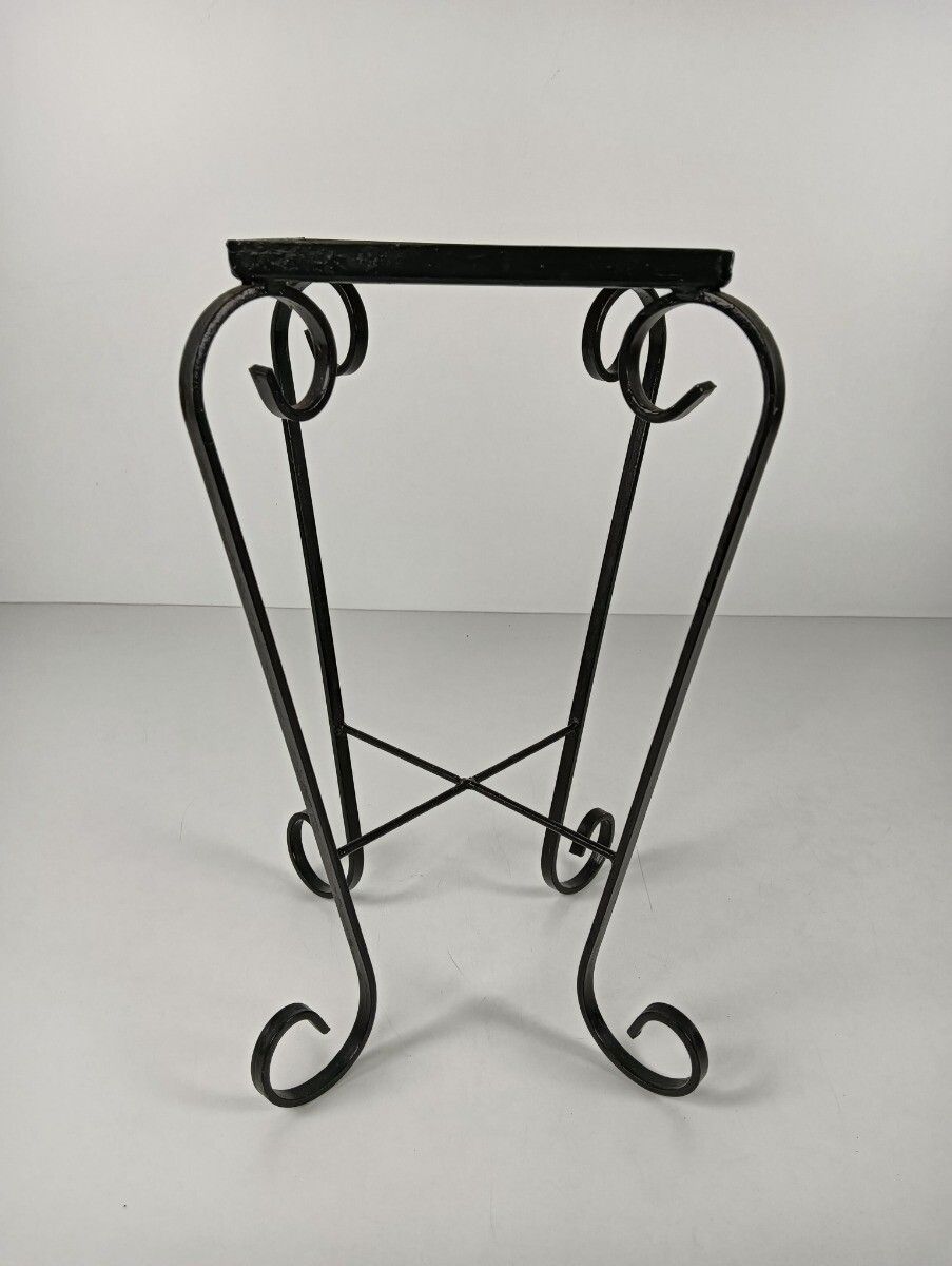 Vintage Wrought Iron Ceramic Tiles Top Small Side Occasional Wine Table Retro Fu photo Furniture