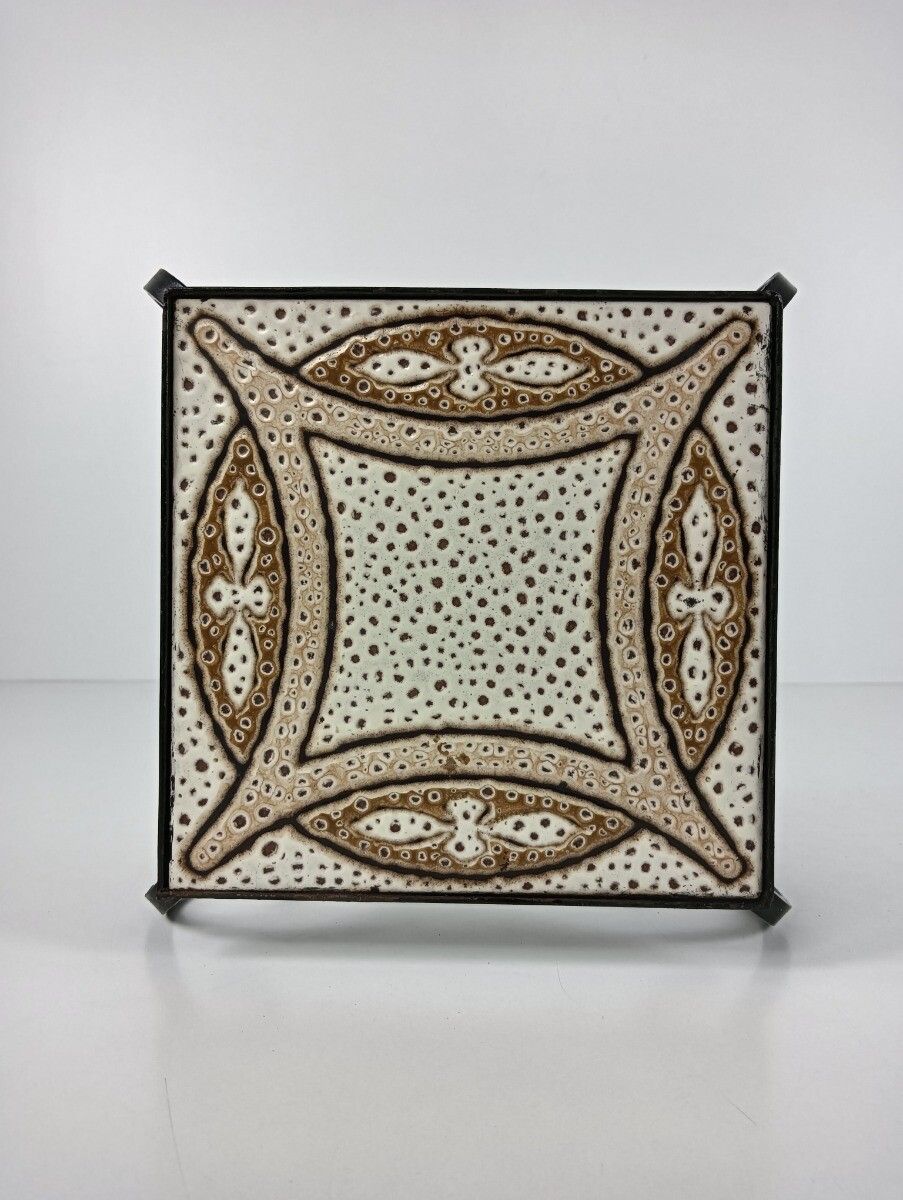 photo furniture Vintage Wrought Iron Ceramic Tiles Top Small Side Occasional Wine Table Retro Fu
