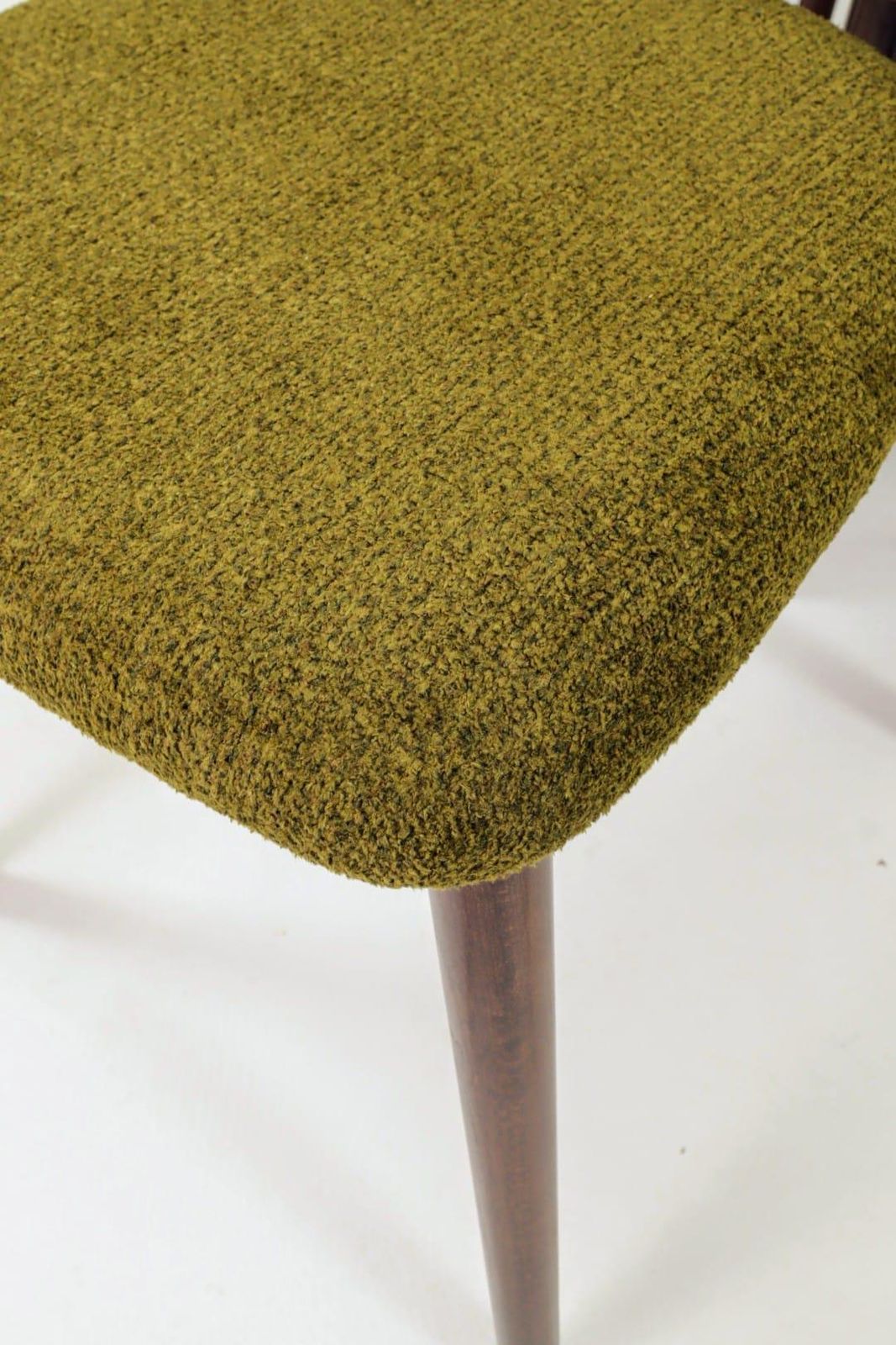 Dining Chairs Set Of 6 , Dark Walnut Green Grass Upholstery, Natural Design photo vintage