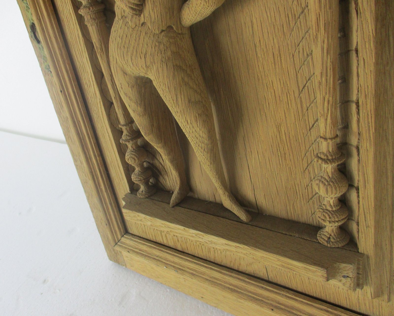 Antique Hand Carved Wood Door Panel Reclaimed Architectural Medieval Jester Sand photo Home Fixtures