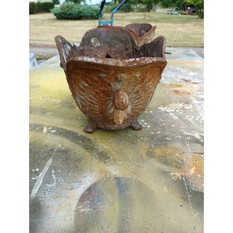 Pair Of Enamelled Cast Iron Planters From 1900 From Charleville Mézières photo vinterior