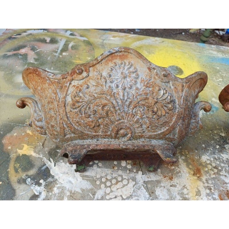 Home Decor Pair Of Enamelled Cast Iron Planters From 1900 From Charleville Mézières photo