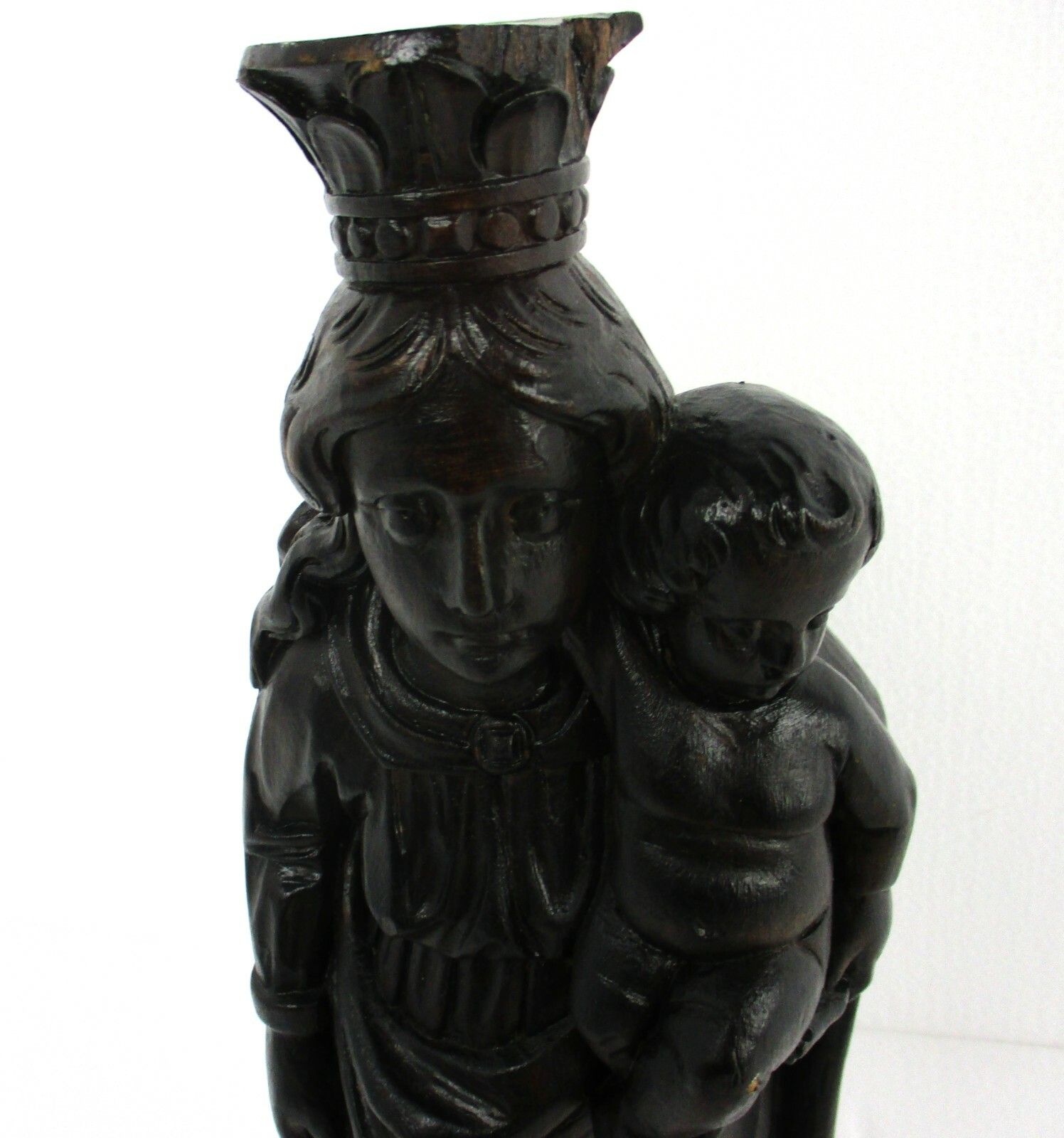 Virgin Mary Madonna And Infant Child Jesus Hand Carved Wood Statue Sculpture photo furniture