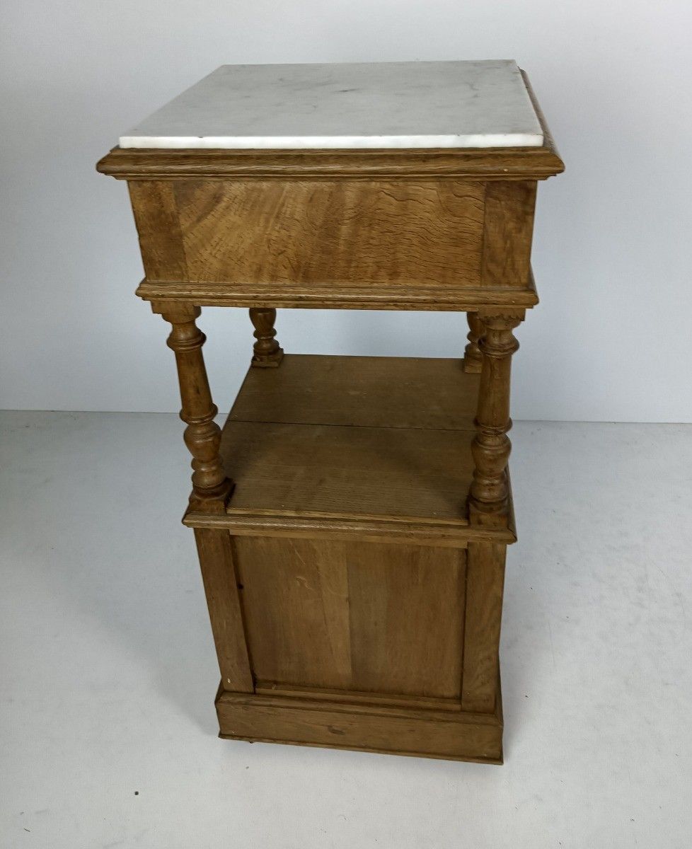 Art Deco Nightstand Antique End Table Bedroom Cabinet Wood Marble Top Two Tier photo buy