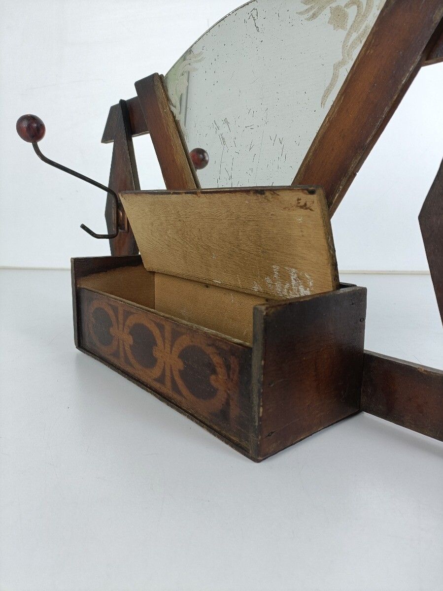 Vintage Wall Hanging Cabinet Coat Rack Hallway Shaving Bathroom Wood photo 223.0