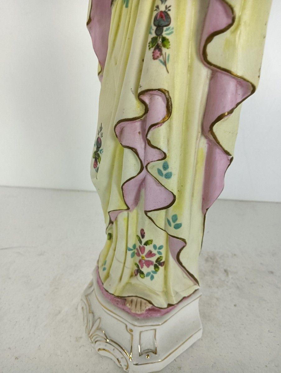 Antique Porcelain Bisque Hand Painted Madonna Virgin Mary Holy Heart photo buy