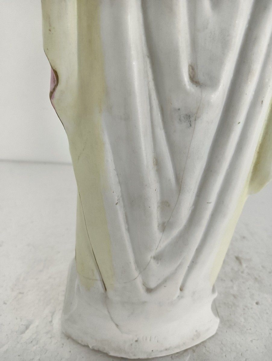 photo furniture Antique Porcelain Bisque Hand Painted Madonna Virgin Mary Holy Heart