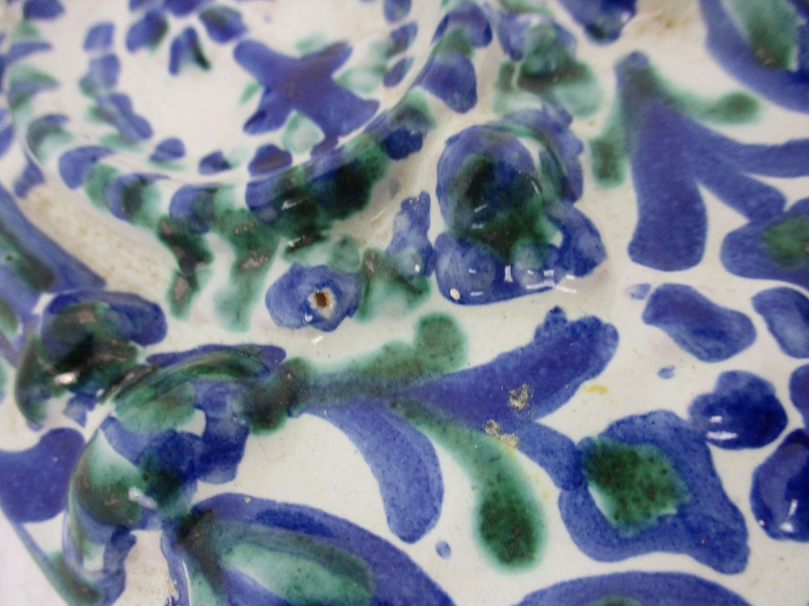 Large Blue  White Spanish Holy Water Font Vessel Hand Painted Ceramic Wall Hangi photo vinterior