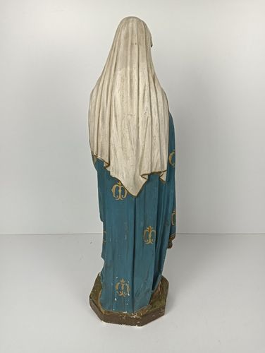 photo furniture Large Antique Polychrome Madonna Statue Church Monastery Plaster Neo Gothic Virg