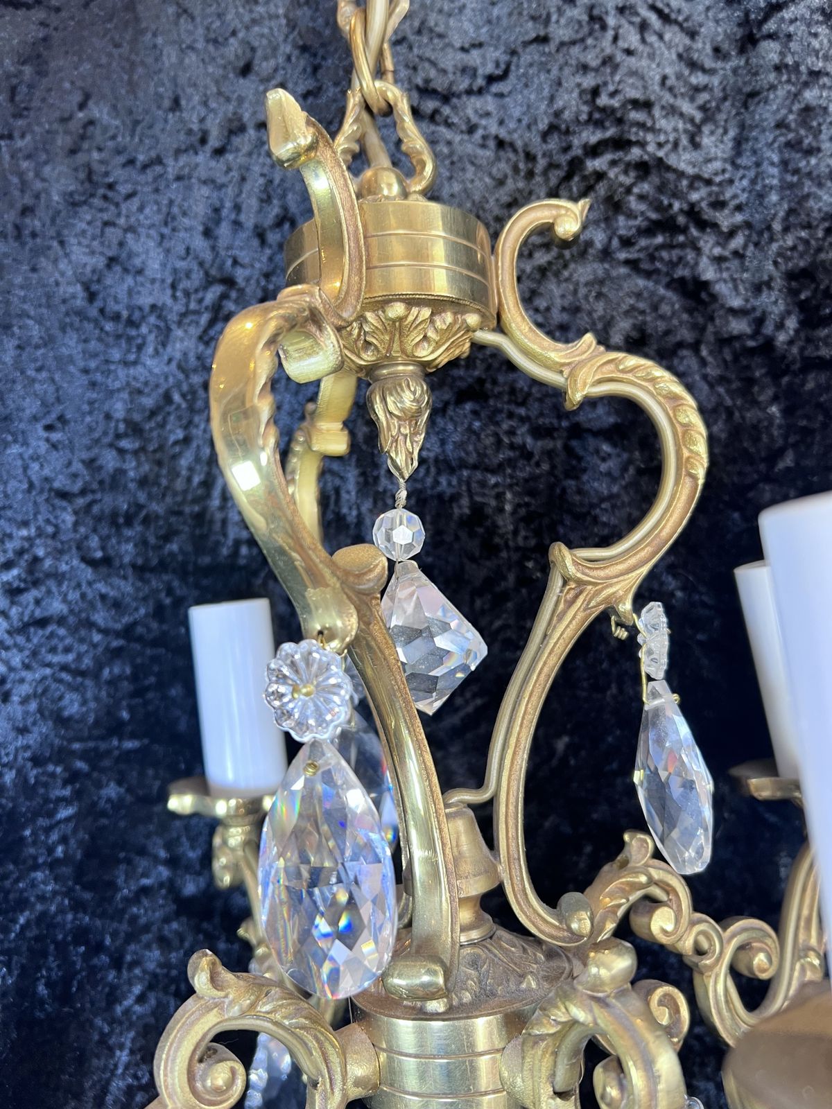 A Four Light Antique Gilt Brass French Chandelier photo Lighting