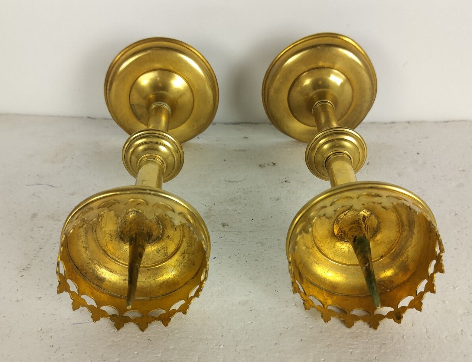 Antique Couple Small Ornate Gothic Brass Candle Sticks Candle Holders Lovely photo 162.0