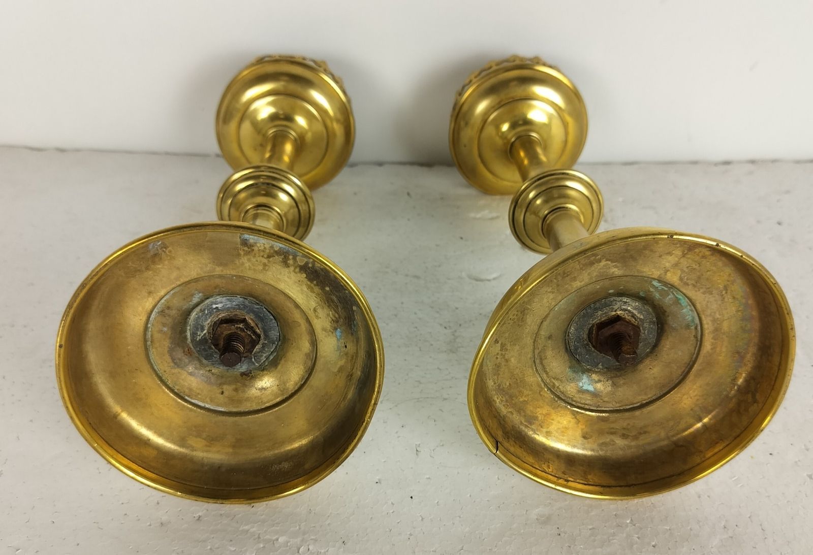 Antique Couple Small Ornate Gothic Brass Candle Sticks Candle Holders Lovely photo vinterior