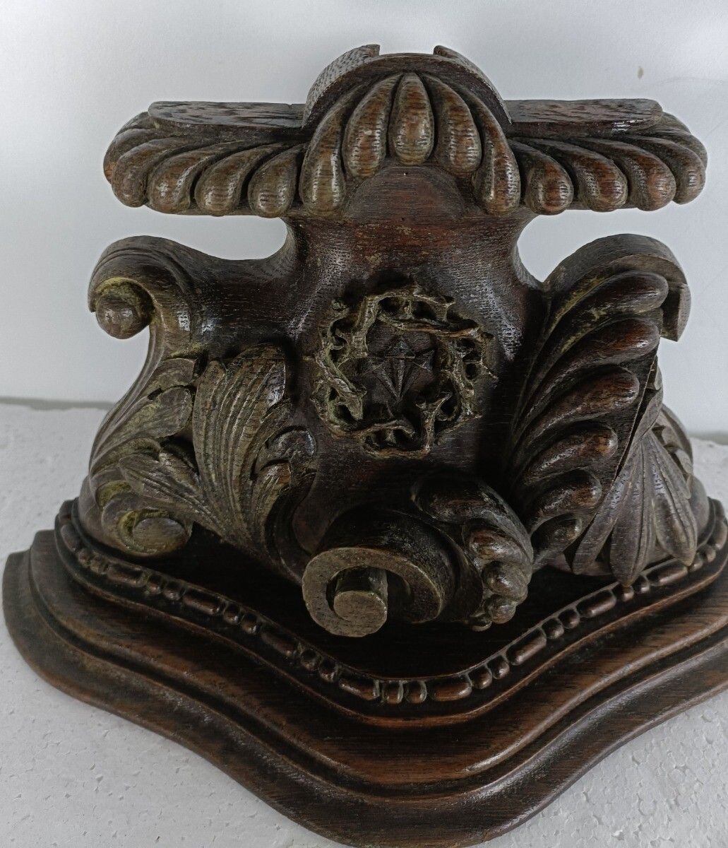 Gorgeous Antique Wooden Ornament Pediment Corbel Hand Carved Ornate Small photo vintage