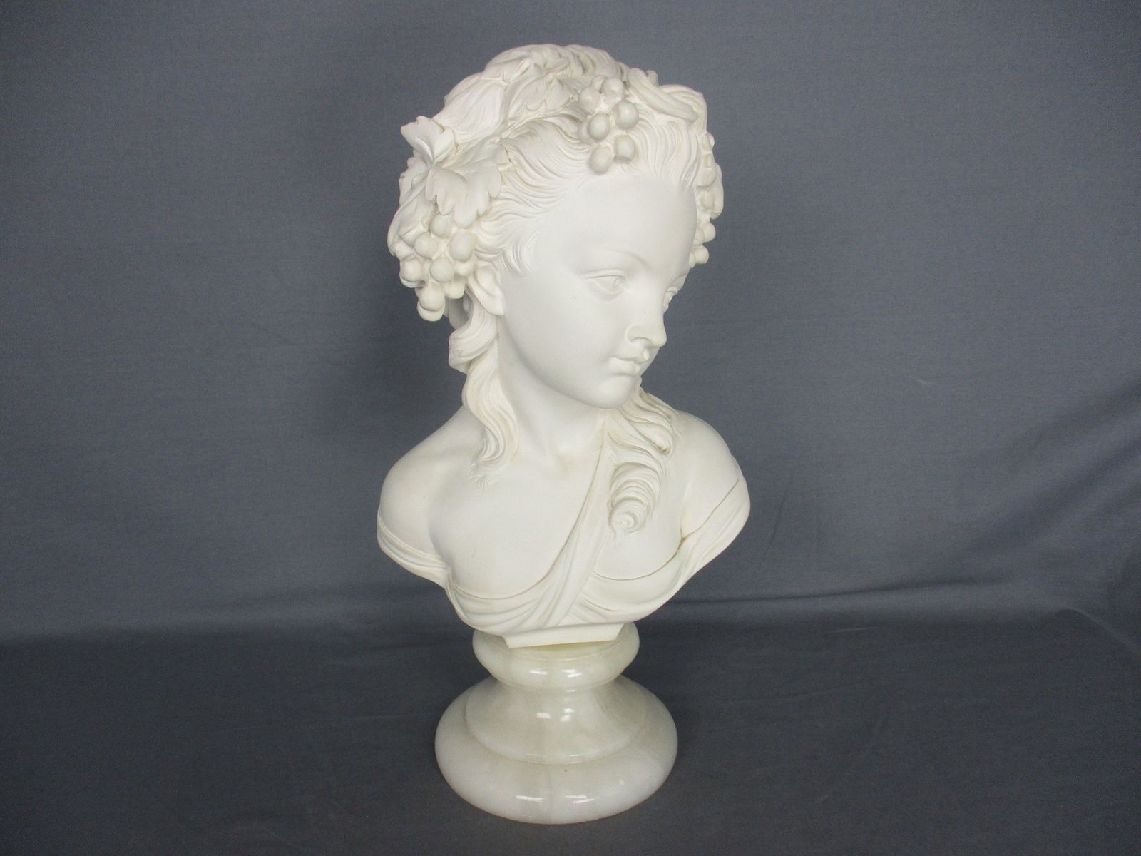 Bust Resin Alabaster Base Young Victorian Woman Girl Victorian Vintage Gorgeous