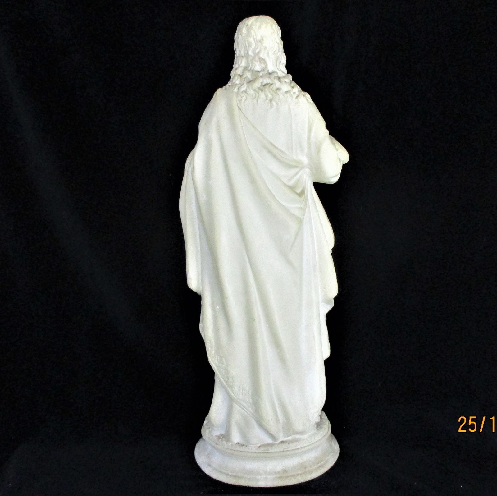 photo furniture Antique Statue Jesus Christ Savior Sacred Holy Heart Plaster White Art Deco 1920